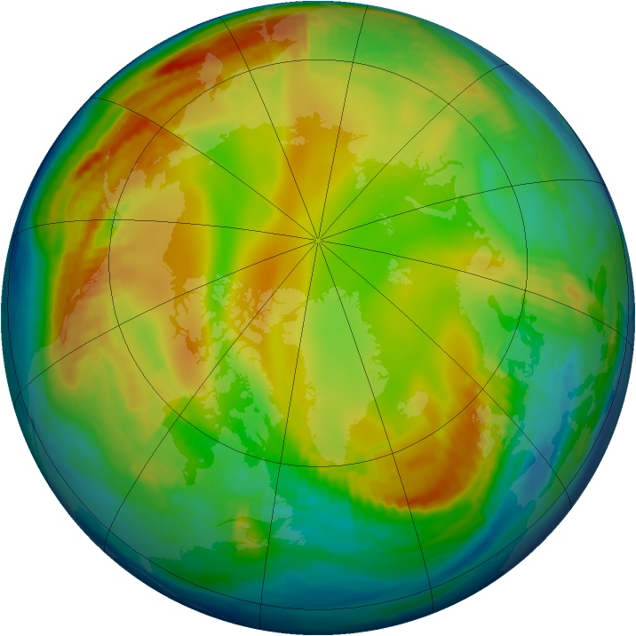 Arctic ozone map for 16 January 1999